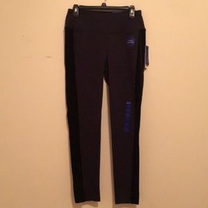 NEW blue leggings with black velvet side panels